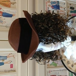 100% wool brown brimmed hat